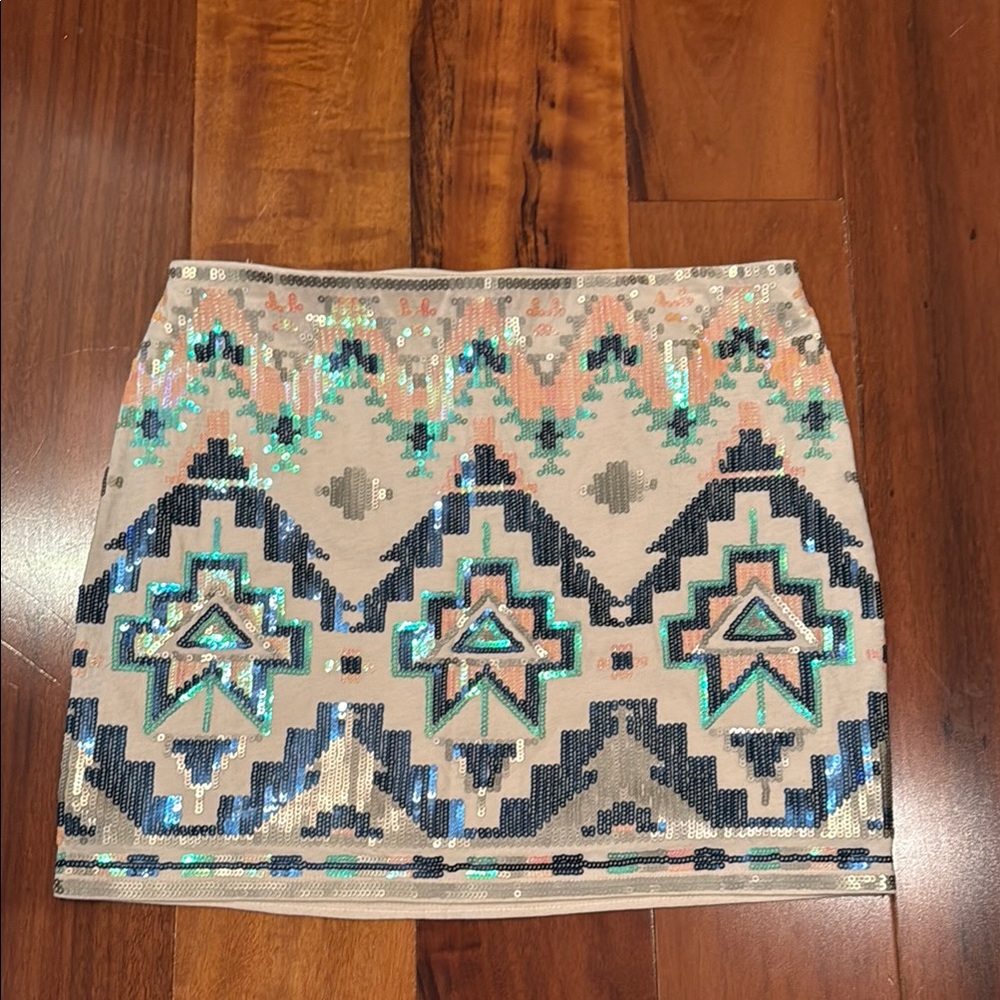 Express Cream Sequin Mini Skirt Cocktail